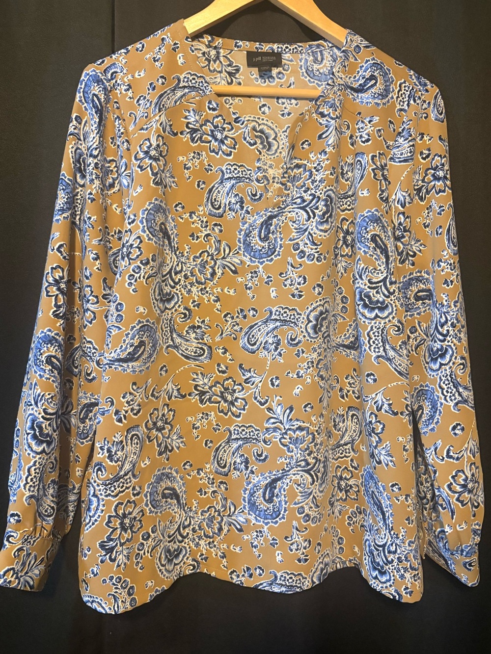 J. Jill Blue Paisley V-Neck Blouse - Picture 5 of 7